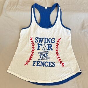 Swing for the Fences Women's Tank Top - White and Blue